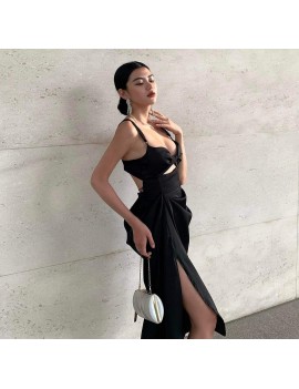 Chic Cut-Out Black Midi Dress
