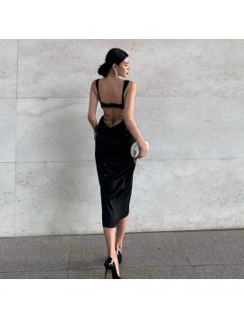Chic Cut-Out Black Midi Dress