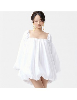 Playful Puffy-Sleeve Bubble Mini Dress