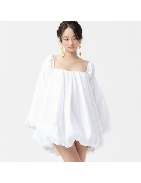 Playful Puffy-Sleeve Bubble Mini Dress