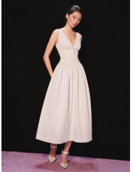 Elegant Halter A-Line Midi Dress