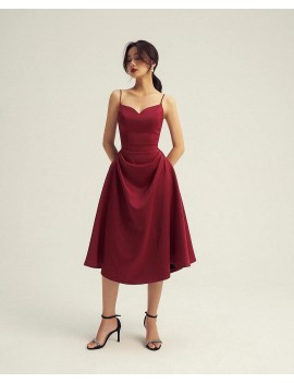 Elegant Sweetheart Spaghetti Strap Midi Dress