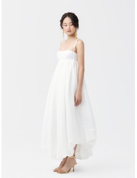 Romantic White Tie-Strap Maxi Dress