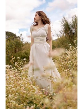 Romantic One-Shoulder Ivory A-Line Gown