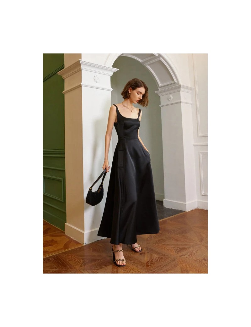 Elegant Square-Neck Black A-Line Dress